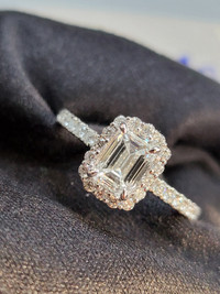 IGI 1.58 CTW Emerald Halo Lab Diamond Engagement Ring 14k Gold