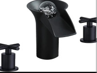 Waterfall Bathroom Faucets for Sink 3 Hole Deck Mount Widespread