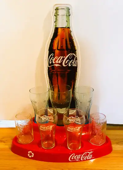 PHOTO 1: (approx. 22” x 16.5”) ~Rare Coca Cola Plastic Point of Sale Display with 7 Distinctive Coke...