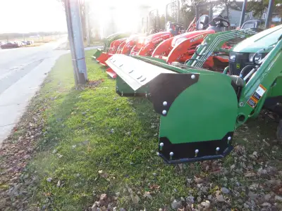 NEW snowpushers made to fit any quick attach hookup for JD; kubota; massey etc; with rubber dragback...