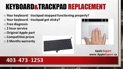 MacBook Keyboard/Trackpad/ battery/screen Repair. same day, View more