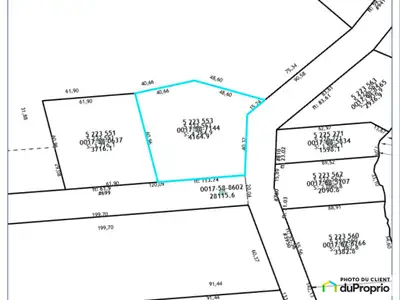 Superbe terrain boisé (forêt mixte) de 44 830 PC . Secteur super tranquille adjacent les terres de l...