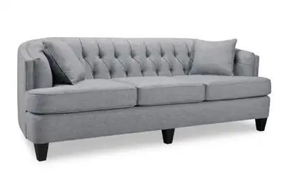 Grey Fabric Sofa with tufted backrest for $710, View more