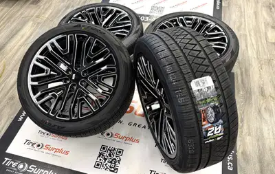 Replica GM Gloss Black Rims & Atturo All Weather Tires *Fits Cadillac Escalade, Jeep Wagoneer, GMC/C...