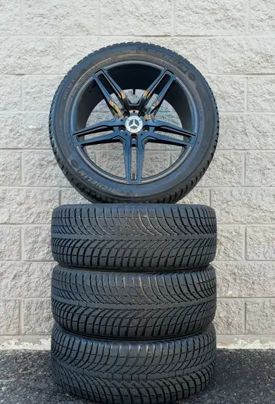 Winter / Snow Michelin Latitude Alpin LA2 20 Tires And Replica AMG Carbon Fibre Edge Black 20 Inch W...