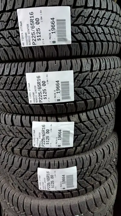SET OF 4X P225/65R16 225/65/16 GOODYEAR NORDIC WINTER TAG # 19664 ** Please read details below ** MR...