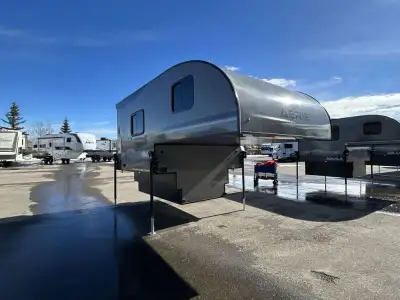 Soaring Eagle AERIE truck camper 8 highlights: Residential Queen-Size Bed Two Burner Cooktop Dual Be...
