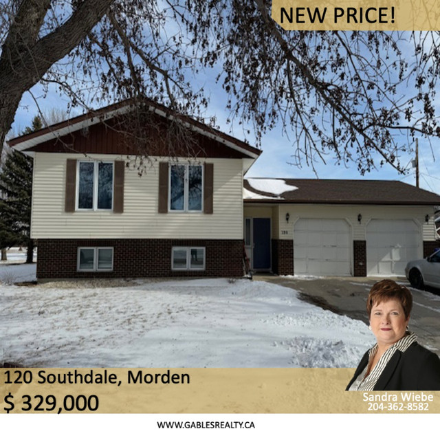 NEW PRICE!-- 4 Bedroom Bi-level Home in Morden in Houses for Sale in Portage la Prairie