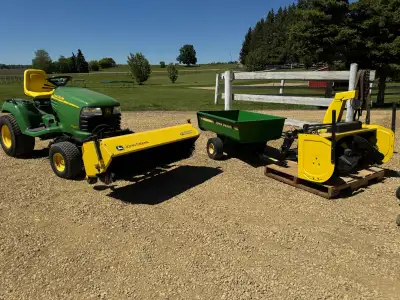 John Deere X485 Only 750Hrs with implements, View more