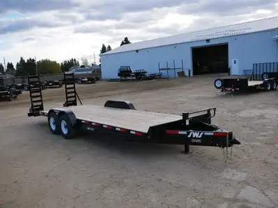 NEW 2025 SWS 24' H.D. Equipment Car Hauler Trailer Tandem Axle Stand Up Ramps w/ 2' Dovetail 2 x 700...