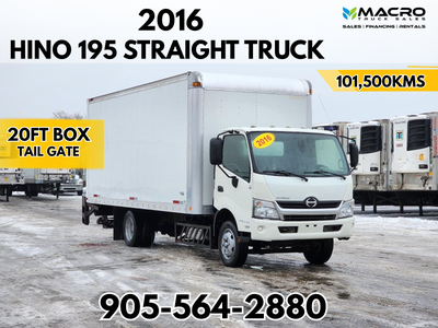Welcome to Macro Truck Sales! 2016 Hino 195 Straight Truck 101,500 Kms 20 ft. Box JO5E-TP Engine Aut...