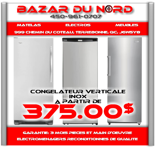 Congelateur Verticale Reconditionne de Qualite a partir de 250$ dans Congélateurs  à Laval/Rive Nord - Image 2