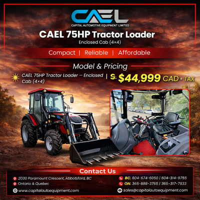 New CAEL 75HP Tractor Loader (4×4) certified & Warranty 44,999 The CAEL 75HP Tractor Loader provides...