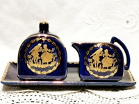 Limoges Porcelain Cobalt Blue Gold Sugar Creamer Miniature set