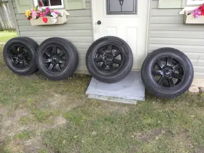 OEM 18" Jeep Wheels from my 2013 wrangler JK. Bridgestone tires Dueler A/T RH-S P255/70R 18