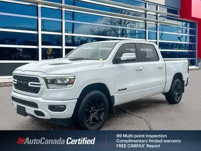 Stunniing Bright White 2022 Ram 1500 Sport 4X4, 8-Speed Automatic, HEMI 5.7L V8, Navigation, Heated...