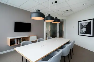 Find an office space for rent thats configured to support teams of 10 employees and meets all your n...