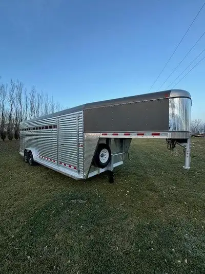 TDM Axle 24’x7’6in.x7’ Gooseneck 10,000lb Jack All Aluminum Bull Package V Nose 7000lb Axle x 2 16in...