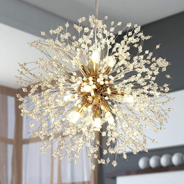 Crystal Chandeliers Led, Gold Hanging Ceiling Lights 9 Light in Outdoor Lighting in Gatineau