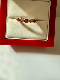 Women's 14K Gold Diamond & Ruby Ring~Size 5 Hamilton Ontario Preview