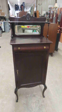 Mahogany Sheet Music Cabinet with Top Mirror Hutch