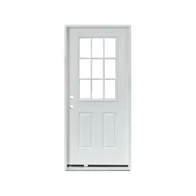 36" x 80" Fiberglass Entry Door–9-Grid Glass Design P06LH P06RH, View more