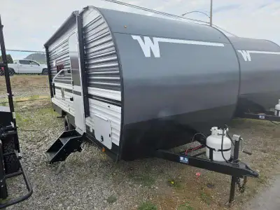 Winnebago Access travel trailer 15BH highlights: Front Queen Bed Booth Dinette Single Axle Bunk Beds...