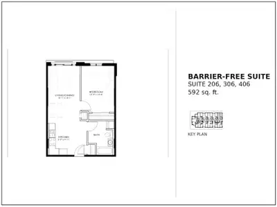 Suite type: Barrier-free suite A larger one-bedroom designed to be fully barrier-free — accessible w...