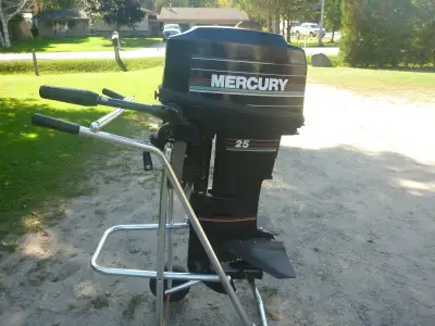 was just serviced & tested, runs perfect, was on an inflatable for the sailboat to get to shore & so...