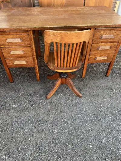 Old Oak Writers Desk w/ Swivel Chair, View more