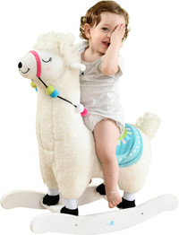 Labebe Child Rocking White Alpaca Plush Stuffd Animal Rocker Toy