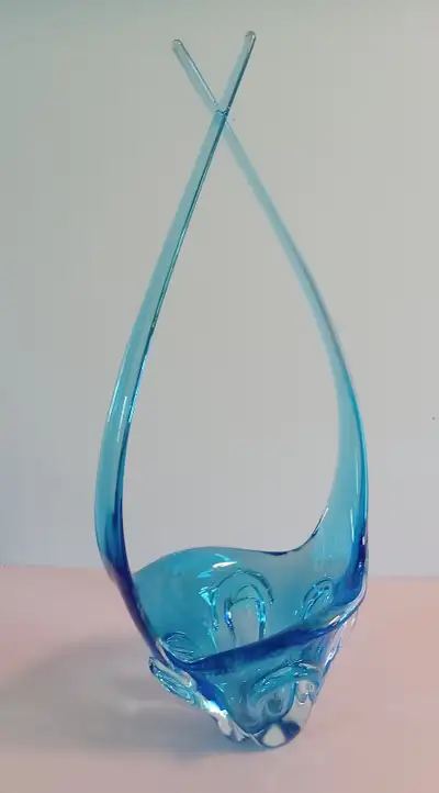 Vintage Murano Style Turquoise Blue Art Glass Sculpture  19.5" H, View more