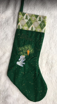 Embroidered large cotton Christmas stocking