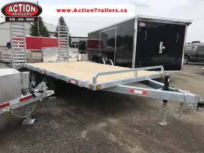 ACTION SERIES 102" X 16' TANDEM AXLE DECKOVER EQUPIMENT HAULER W/ BEAVERTAIL AND REAR STAND UP RAMPS...