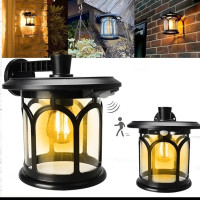 2 Pack Solar Wall Lantern Outdoor with 3 Modes, Wireless Solar P
