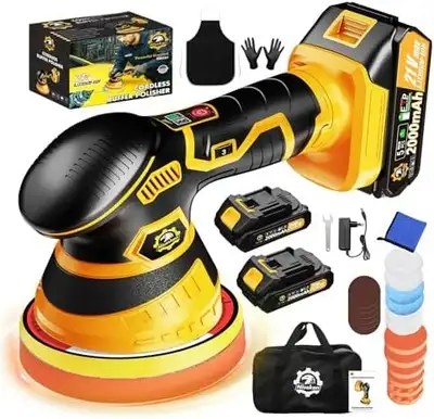 Cordless Car Buffer Polisher - 21V, 6 Speed, 2 Batt, View more