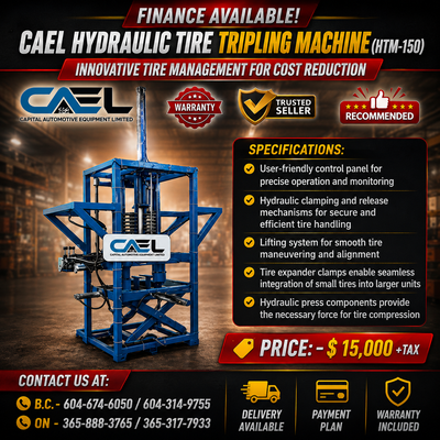 Finance! CAEL Hydraulic Tire Tripling Machine CERTFIED & WARRANTY INCLUDED 15,000 The CAEL Hydraulic...