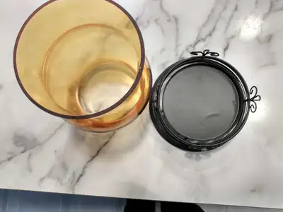 Amber Glass Hurricane Candle Holder, View more