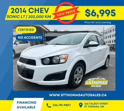 2014 Chevrolet Sonic LT | Certified | No Accidents