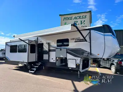 Forest River Cedar Creek fifth wheel 388RK2 highlights: Bath and a Half 2 Toilets 3 Roof Mounted A/C...
