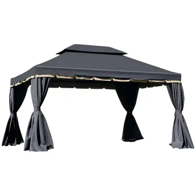 13' x 10' Outdoor Patio Gazebo Canopy with 2-Tier Polyester Roof, View more