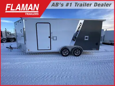 2026 Legend 7.5'x23' Enclosed Aluminum Sled Trailer Color: White and Charcoal w/ Polished Accent Str...