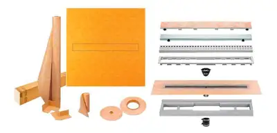 All-in-one Linear Shower Kit w/ Schluter Systems KERDI Products, View more