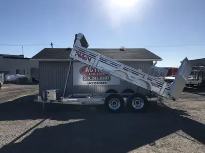 N&N INNO Series 82in.X14' Tandem Axle Dump Trailer With (2) 7,500lb Axles And Free Tarp Roller Kit!...