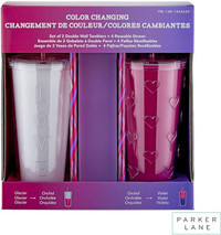 Parker Lane Color Changing Double Wall Straw Tumblers Brand New