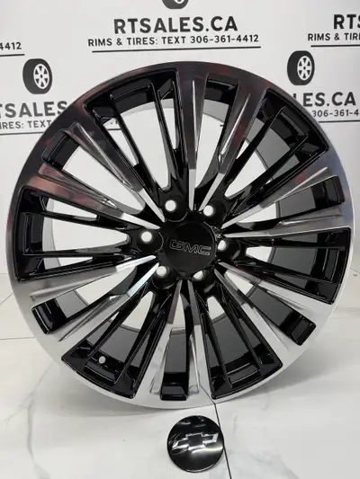 Set of 4 NEW 355 Style Replica Rims Gloss Black with Mirror Polished Finish Fits most GM trucks & SU...