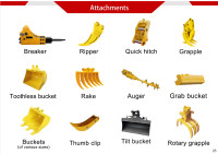 Buckets, Ripper, Auger, Attachments for Agrotk Mini Excavator