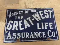 Great West Life Assurance Co. Porcelain Sign 12" x 18"