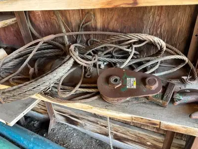 various slings includes 12 ton block and tackle and 1 - 1" sling used for bedtruck