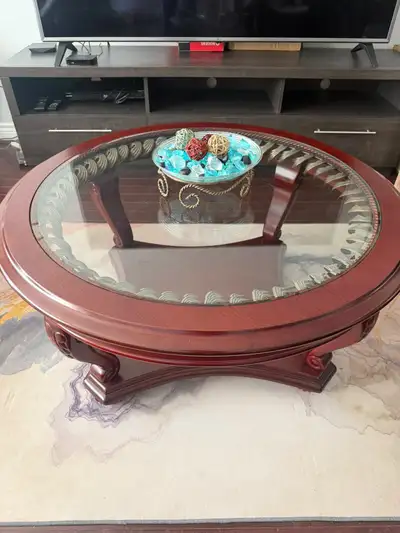 Wooden table and 2 side rables for sale, View more